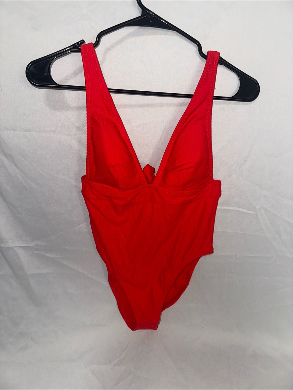 SOLID & STRIPED Red V-Neck One-Piece Swimsuit